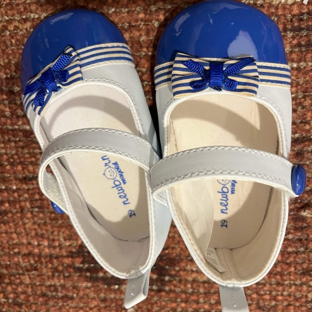 Mayoral Blue and White Baby Walker Shoes with Nautical Bow